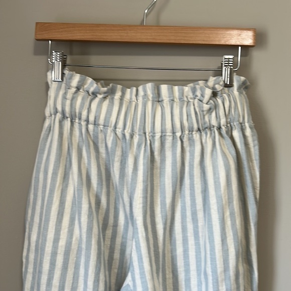 MADEWELL Tie Waist Huston Pull On Crop Pants Wide Leg Stripe Blue White Sz M - Picture 10 of 14